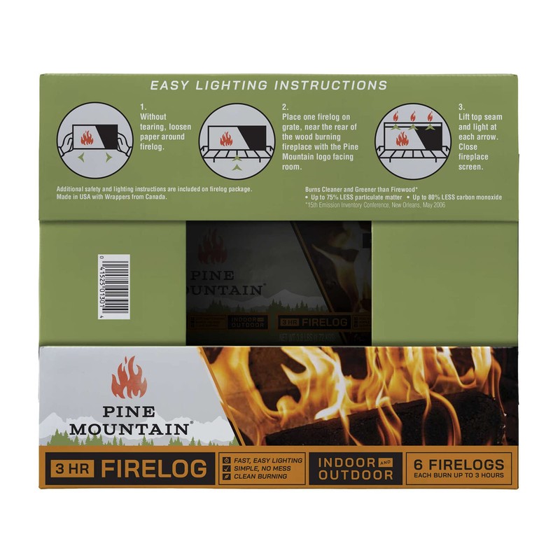 Pine Mountain 100% Natural Classic Firelog, 3-Hour Burn Time, 6