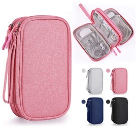 Organizador Portátil, Bolsa para Accesorios Electrónicos Accesorios de Electrónica Estuches Bolsa de Viaje Universal para Discos Duros, Cables USB, Auriculares, Móviles, Cargadores (rosado)