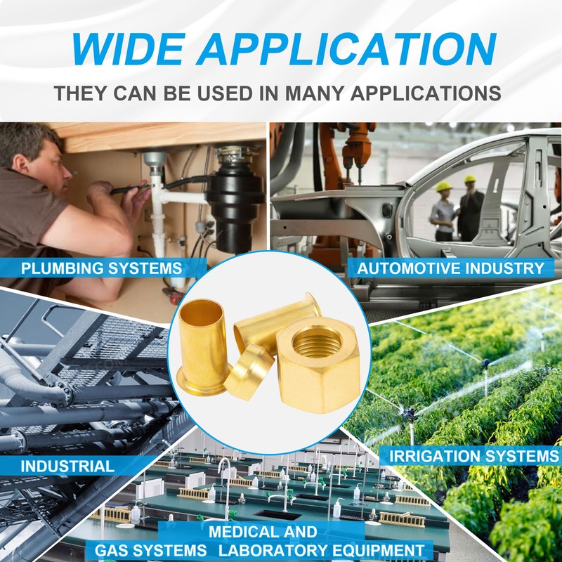 Breezliy 1/4 Inch OD Brass Compression Insert,Sleeve Ferrule,Nut 75PCS