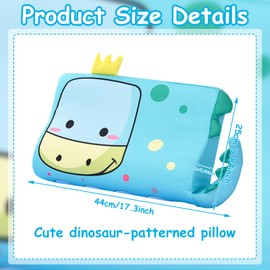 Schlummerkids Calmly Children's Pillow 44 x 27 cm Ergonomic Snooze Kids Kawaii Animals Pillow with Pillowcase for Soft Dreams (Dino)