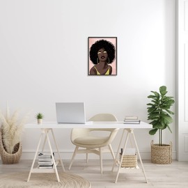 Stupell Industries Strong Woman with Glamour Cosmetics Glitz Eye Shadow, Designed by Marcus Prime Black Framed Wall Art, 16 x 20, Brown