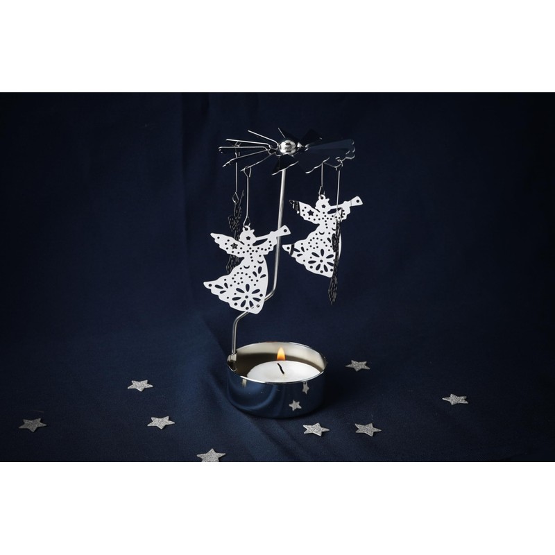 CGB Giftware | Silver Christmas Angel Tealight Spinner | Festive