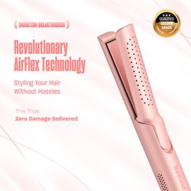 Hair Straightener and Curler 2 in 1 by BeKind Flex, 360° Hair Styler Flat Iron for All Styles, Floating Plates Design, Airflex Lower Temp for Better Styling, Gift for Girls and Women (Peach)