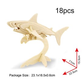 Georgie Porgy 3D Wooden Puzzles for Kids Toys Construction Woodcraft Kits DIY Model Puzzle Kits Birthday Gifts Pack of 3 (Shark Sea Turtle Dolphin)