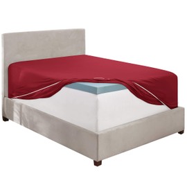 Clara Clark Fitted Sheet Queen Size, Extra Deep Pocket Fits up to 21 Inch Mattress, Luxury Soft Queen Fitted Sheet Only - Burgundy