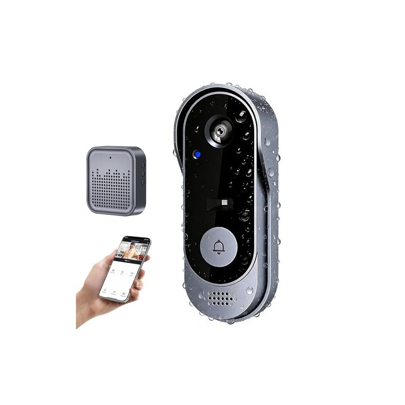 Yakiter Video TimbYakiter Video Timbre Inteligente,Mbre Inalambrico Exterior con Camara,170°Gran