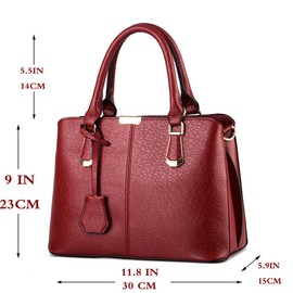 FiveloveTwo Women's Elegant PU Leather Shoulder Bag Shopper Top Handle Tote Bags Shoulder Bag Large Handbag and Purses, burgundy