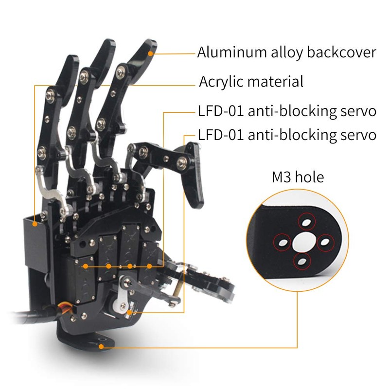 Robot Hand Five Fingers Solely Movement Bionic Robot Brazo mecánico