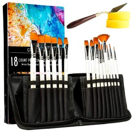 Crafts 4 All 18 Pcs Acrylic Watercolor Painting Brush Set Fine Round Tip Nylon
