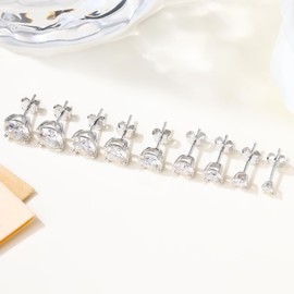 Silver Earrings For Women Sterling 925 Moissanite Ladies Earring Set For Pierced Ears Jewellery Box Gifts For Her Girlfriend Birthday Present Ear Rings 0.5 Carat 5 MM