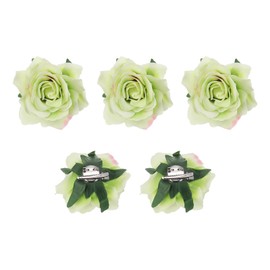 MECCANIXITY 5 Pcs Rose Flower Hair Clips 4 Inch Flower Hair Pins Flower Brooch for Women Hair Accessories Colorful Green