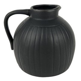 47th & Main Ceramic Modern Pitcher-Style Vases with Handle, 4.5" Tall, Black