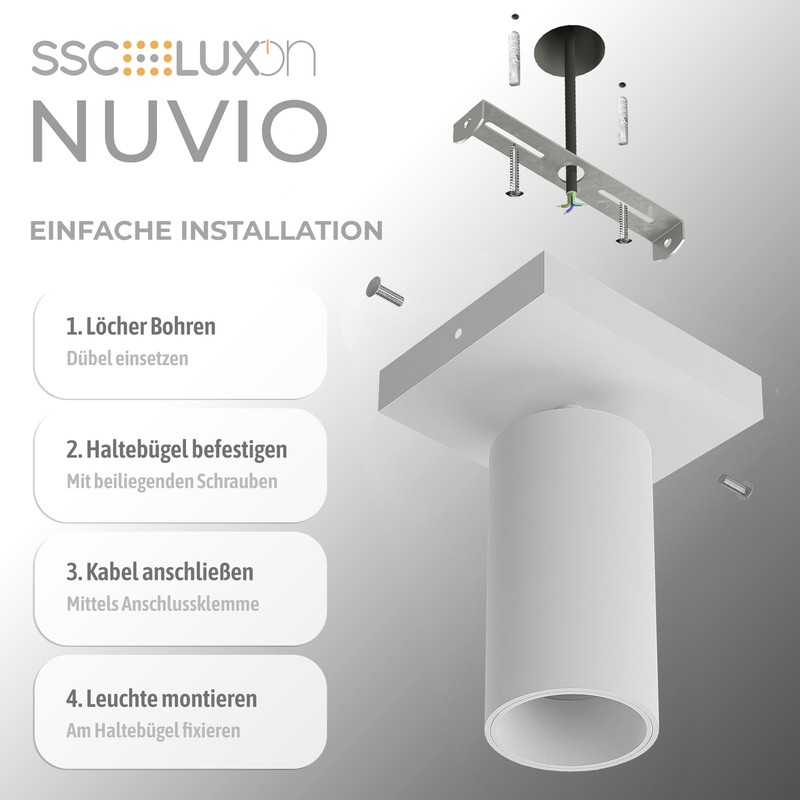 SSC-LUXon NUVIO Aufbaustrahler Deckenlampe Wandleuchte Spot 2-flammig downlight schwenkbar weiß