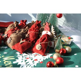 24 Advent Calendar for Filling Fabric Bags Christmas Gift Bags Wooden Pendant Advent Calendar Mini Wooden Pegs Christmas Calendar Bags Gift Bag DIY Deco Christmas Calendar