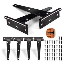 2 Pack Heavy Duty T-Hinges 8 Inch (200mm), Tee Hinge for Wooden Door Gate, Black, Matching Screws Included