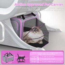 3-in-1 Upgraded Cat Carrier with Wheels, Airline Approved Pet Carrier for Small Cats Up to 15Lbs, 18" x 11" x 11" Newly Designed Rolling Cat Carrier, Cat Soft-Sided Bag for Flying, Travel & Vet