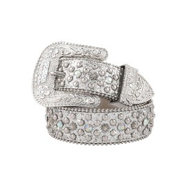 UIBRN Rhinestone Belts for Women Men, Bling Studded BB Belt for Western Cowboy Cowgirl Sparkly Diamond Bedazzled Leather Belt