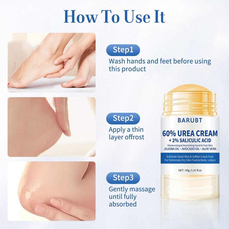 Urea Foot Moisturiser Cream 60 Percent, Foot Repair Cream for