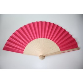 Wooden Folding Handheld Fan, Chinese Fabric Foldable Hand Fan for Men Women Performance Dancing, Party, Birthday Wedding Festival Gifts, DIY Home Wall Decorations (Pack of 1, Fuschia)