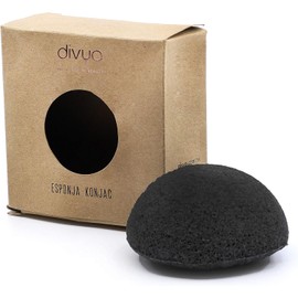 DIVYA Esponja Konjac Facial, Limpieza Profunda y Suavidad Natural, con Carbon Natural, Reutilizable y Biodegradable