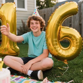 40 Inch Gold Balloon Number 16 Balloon,Jumbo Mylar Foil Helium Balloon for 16 Birthday Digital Balloons for Birthday Party,Wedding Anniversary Party Decorations