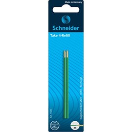 Schneider Take 4 Ballpoint Pen Refills (Pack of 2) for Schneider Take 4 Four Colour Ballpoint Pens Green