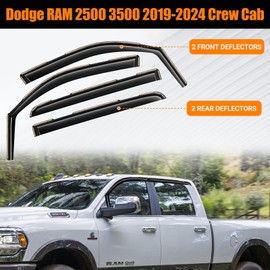 FormiPow Window Visors Rain Guards for 2019-2024 2025 Dodge RAM 2500/3500 Crew Cab, in-Channel Window Deflectors, Aerodynamic Wind Noise Reduction & UV Protection (4 Pcs)