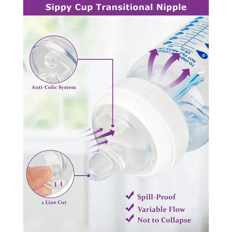 Sippy Nipple for Dr. Brown's Wide-Neck Baby Bottles and Sippy