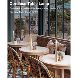 Hebangya Cordless Small Table Lamps Set of 2,3 Levels Brightness Portable Desk Lamp,Rechargeable Battery Lights for Outdoor, Restaurant, Bedside, Baby Night Light,Gifts(Gold)