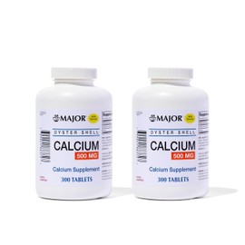 Major Oyster Shell Calcium 500 mg - Daily Calcium Supplement - 300 Tablets (2-Pack)