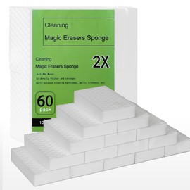 Magic Eraser Sponges 60 Pack, Extra Dense (2X Density), Heavy Duty Cleaning Sponges for Kitchen, Bathroom, Wall, Melamine Foam Pads for Tough Stains, No Scratching