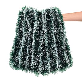 SOQKEEN 32.8 Feet Christmas Tinsel, Dark Green Tinsel, Chunky Christmas Tinsel Garland, Xmas Tinsel Garland Decorations Thick Tinsel for Christmas Tree, Indoor Party, Fireplace, Stairs, Outdoor Decor