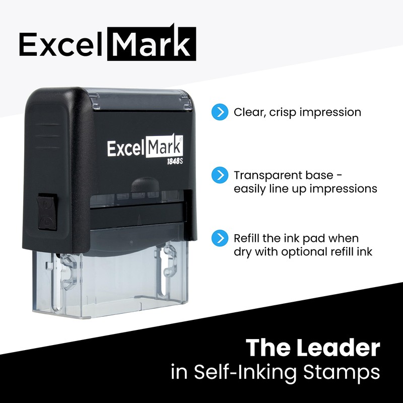 ExcelMark Paid Self Inking Rubber Stamp - Red Ink with