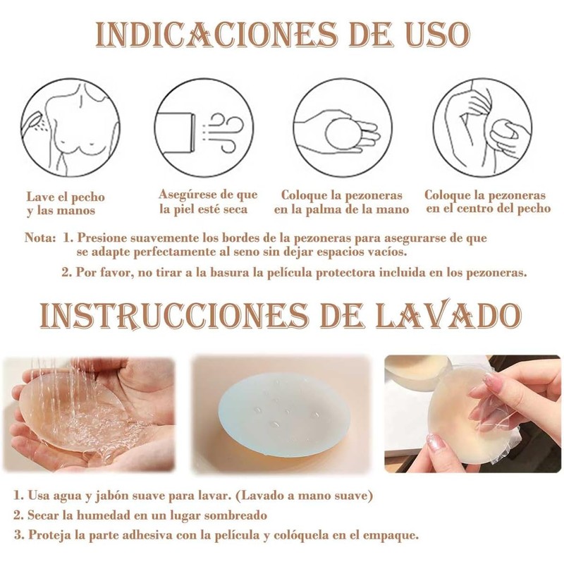 2 Pares de Pezoneras de Silicona Adhesiva para Mujer y