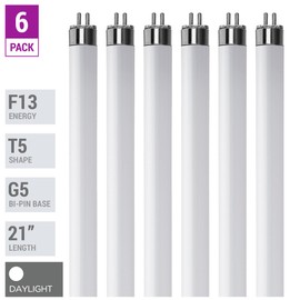 F13T5D – T5 21 Inch Under Counter Fluorescent Bulbs Bright White Daylight 6500K 13-Watt F13T5/D 21” D Long Life Replacement Tubes for Under Cabinet Lights – Pack of 6 Bulbs