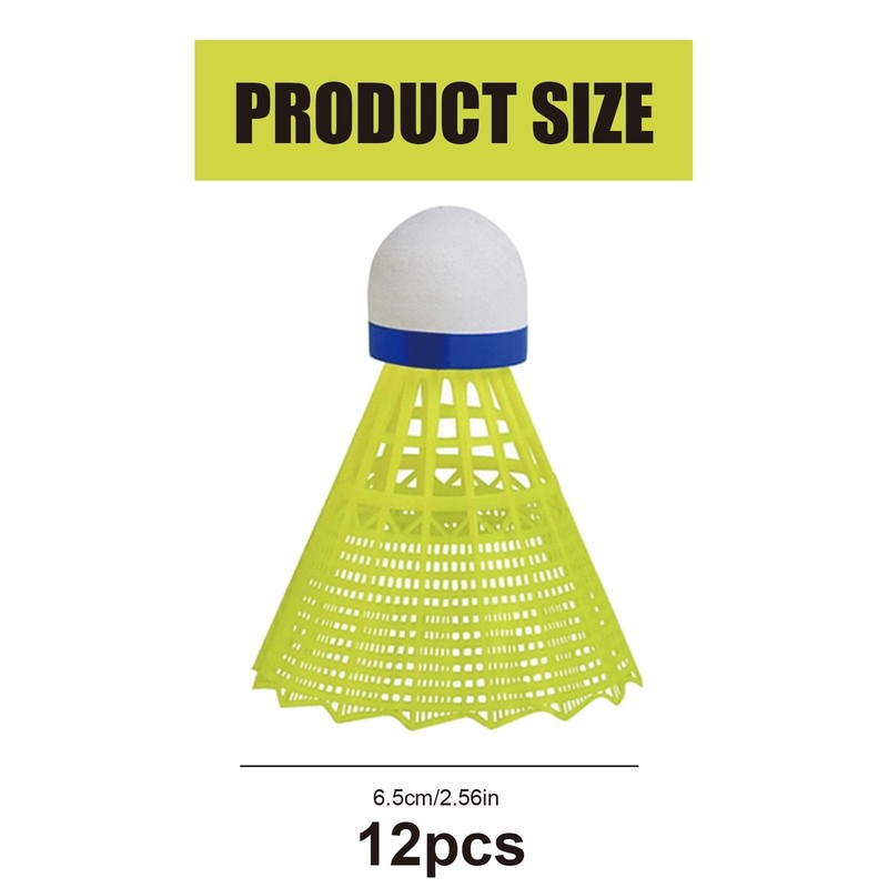 DALAETUS Pack of 12 Nylon Badminton Balls Set, Plastic Shuttlecocks,