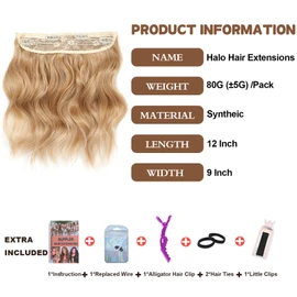BUPPLER Hair Extensions 12 Inch Invisible Secret Hair Extensions Adjustable Long Wavy Hair Extension Synthetic Upgrade 4 Secure Clips in Hairpieces Medium Golden Brown