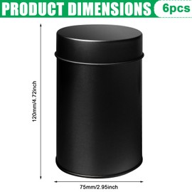 PORFOYO Tea Canisters for Loose Tea, Pack of 6 Aroma Density Tea Canisters, Tea Storage Containers, Tea Canisters Containers 100 g, Tea Storage Loose Tea for Loose Tea or Spices