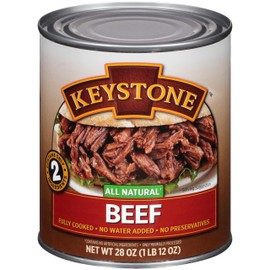 Keystone Meats All Natural Heat and Serve Canned Beef 28 oz – Fully Cooked Canned Meat – Ready to Eat – 5-Year Shelf Life – Pantry Staple for Everyday Meals, Emergency Survival Food – Made in USA – Pack of 1