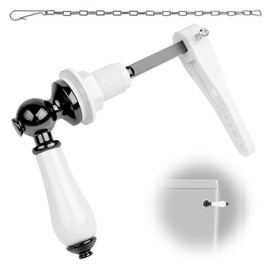 Ceramic Toilet Flush Handle, KissDate Toilet Flush Handle Replacement Universal Fit Toilet Cistern Handle Chrome Plated Replacement Ceramic Handle Cistern Lever for Toilet Cistern Tank Lever