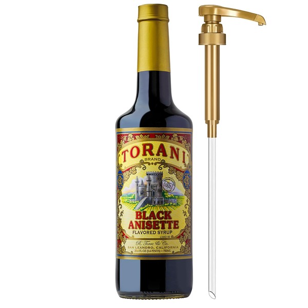 Torani Black Anisette Syrup, 100th Anniversary Flavor for Drinks, Glass