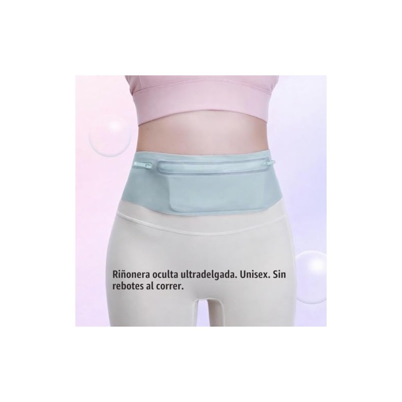Cangurera Deportiva Ultra Delgada Impermeable, Cinturón de Running Ajustable con