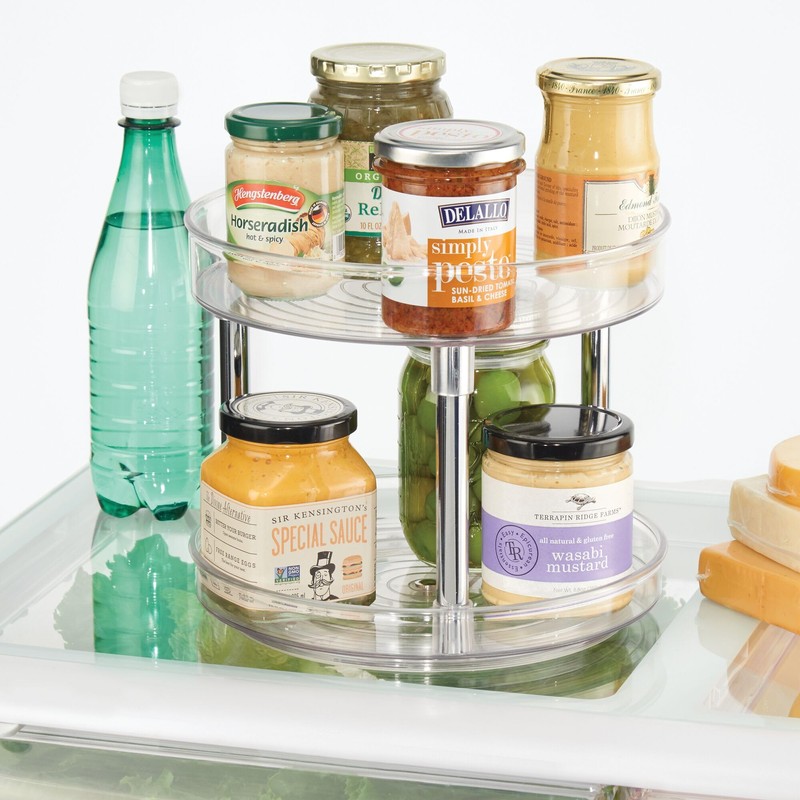 iDesign 9-Inch Recycled Plastic 2-Tier Lazy Susan Organizer – Linus