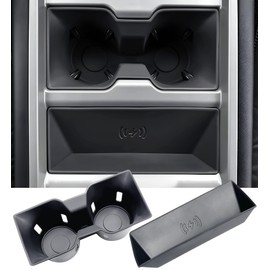 KATORN Cup Holder Insert & Wireless Charging Protective Mat for Land Rover Defender 90/110/130 2026 2025, Interior Accessories Car Cup Holder & Wireless Charger Cover Pad for 2025-2026 Defender, Black