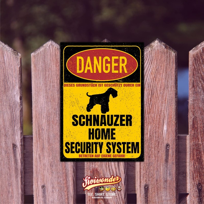 Schnauzer Danger Security System Door Sign Dog Sign