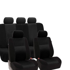 FH Group Car Seat Covers Trendy Elegance Black Full Set Automotive Seat Covers, Airbag and Split Rear Combo Non-Slip Dash Grip Pad Universal Fit Interior Accessories Cars Trucks SUV Car Accessories