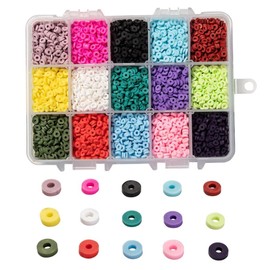 Ornazy 5700Pcs Colourful Disc Heishi Beads 4-5mm Polymer Clay Flat Round Beads for Jewellery Making Bracelets Necklace Earring
