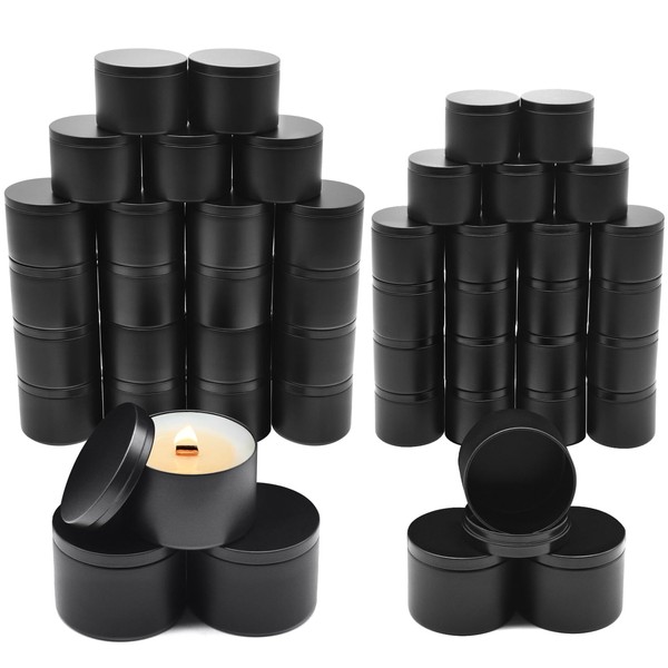 YJHSS 48-Pack Candle Tins, 24pcs 4oz + 24pcs 8oz Candle