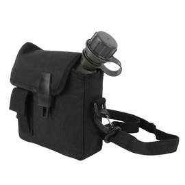 Water Canteen, 1.5L Large Outdoor Water Bottle Portable Flat Adjustable Waist Bag Camping Canteen Leak Proof Reservoir Jug for Hiking Climbing (Black)