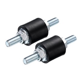 sourcing map 2pcs M5x15mm Rubber Isolator Mounts with Studs 15x15mm Male Vibration Shock Absorber Zinc Plated Cylindrical Thread Mounts Anti Vibration Isolators with 4pcs M5 Lock Nuts
